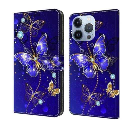 Funda Protectora para iPhone 15 Pro Max Crystal 3D Cuero a Prueba de Golpes (Mariposa de Diamante)