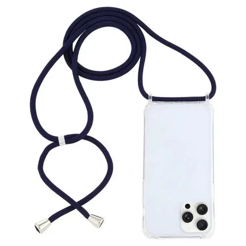 Funda Protectora para iPhone 16 Pro Acrílico a Prueba de Golpes con Cordón (Azul Marino)