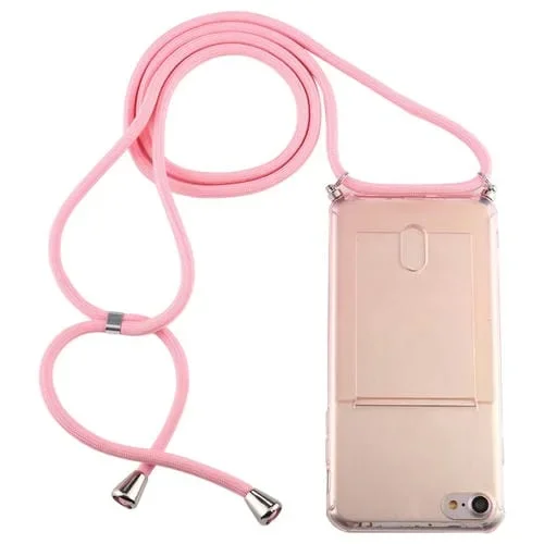 Funda Protectora para iPhone 6S / 6 TPU Transparente con Cordón y Ranura para Tarjeta (Rosa)