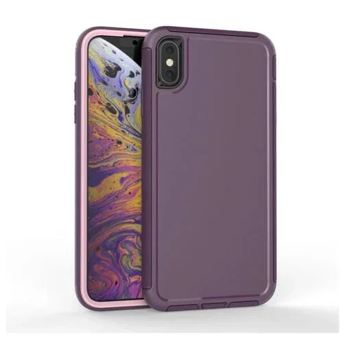 Funda Protectora para iPhone X Xs PC y TPU a Prueba de Golpes 360 Agujero Preciso (Púrpura)