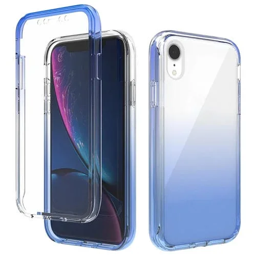 Funda Protectora para iPhone Xr PC + TPU a Prueba de Golpes Cambio Gradual (Azul)