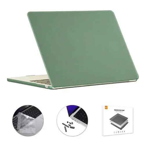 Funda Protectora para MacBook Air 15.3 A2941 Enkay Us Versión 3 En 1 Mate con Película de Teclado de TPU y Tapones Antipolvo (Verde Oscuro)