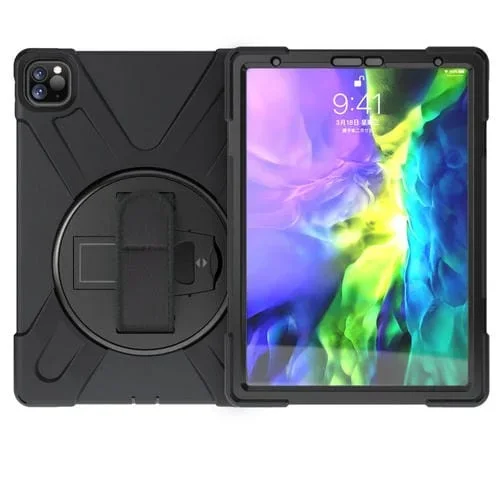 Funda Protectora para Tableta Apple iPad Pro 11 2022/2020 Rotación 360° Soporte Correa (Negro)