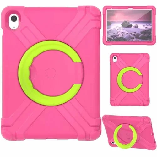Funda Protectora para Tableta Eva + PC iPad 2025/2022 Soporte Giratorio 360 (Rosa Rojo + Verde Hierba)