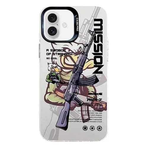 Funda Protectora para Teléfono PC con Revestimiento Plateado Galvanizado para iPhone 16 Plus (Peaceful Warrior B)