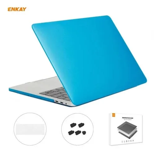 Funda Protectora + Película de Teclado + Enchufes Antipolvo Enkay para MacBook Pro 13.3 A1708 (Azul Claro)