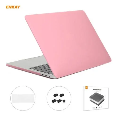 Funda Protectora + Película Teclado TPU + Enchufes Antipolvo Enkay para MacBook Pro 13.3 A1708 (Rosa)