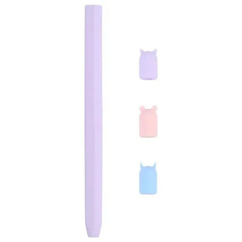 Funda Protectora Silicona 4 En 1 Apple Pencil 2 Dibujos Animados (Púrpura)