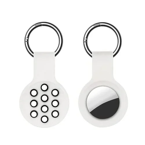 Funda Protectora Silicona Dual-Color para AirTag con Llavero (Blanco Negro)