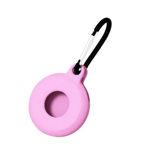 Funda Protectora Silicona para AirTag Anti-Rayas Prueba de Golpes 4 PCs con Mosquetón (Rosa)