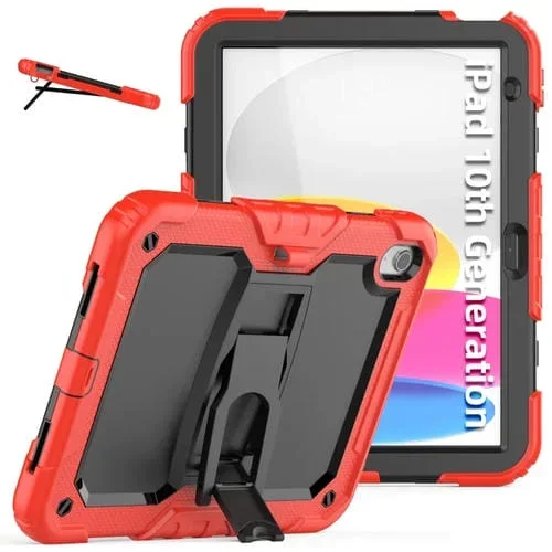 Funda Protectora Silicona + PC para iPad 2025/2022 a Prueba de Golpes (Negra y Roja)