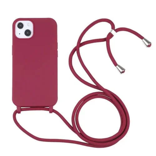 Funda Protectora TPU Candy Colors para iPhone 13 Mini con Cordón (Rojo)