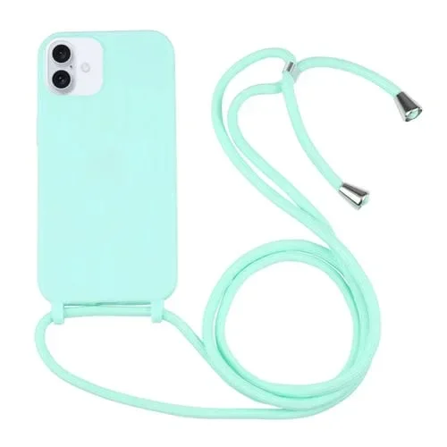 Funda Protectora TPU con Cordón para iPhone 16 (Verde Menta)