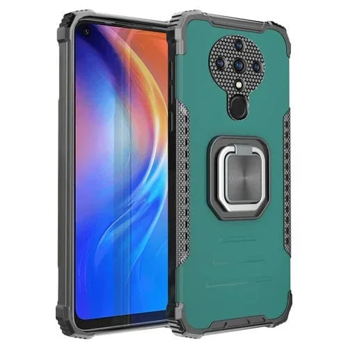 Funda Protectora TPU con Soporte de Anillo para Tecno Spark 6 Fierce Guerrero Serie Armor (Verde)