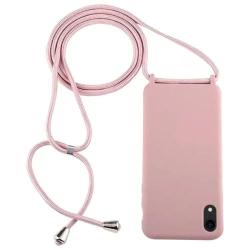 Funda Protectora TPU iPhone Xr Color Caramelo con Cordón (Rosa Oscuro)