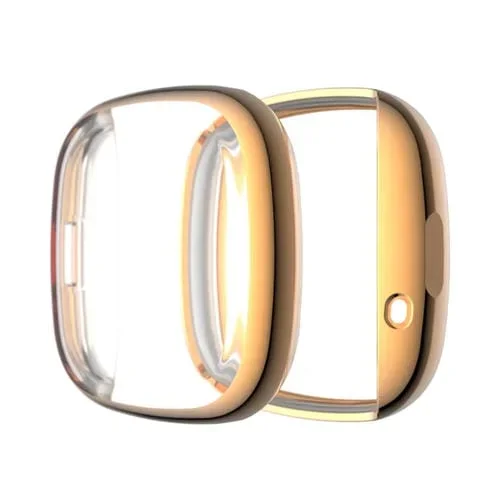 Funda Protectora TPU Para Fitbit Versa 3 y Versa Sense Paquete Completo (Oro Rosa)