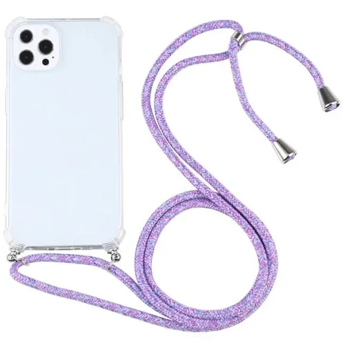 Funda Protectora TPU para iPhone 13 Pro a Prueba de Golpes con Cordón (Púrpura)
