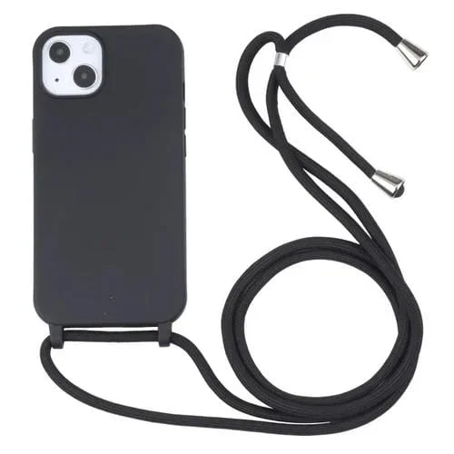 Funda Protectora TPU para iPhone 14 Candy Colors con Cordón (Negro)