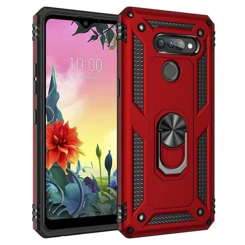 Funda Protectora TPU + PC para LG K50S con Soporte Giratorio 360 Grados (Rojo)