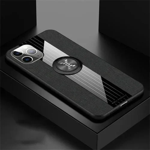 Funda Protectora TPU Xinli para iPhone 11 Pro Costura de Tela Textue Soporte Anillo (Negro)