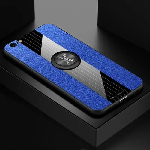 Funda Protectora TPU Xinli para iPhone 6 / 6S Textura de Tela Costura Soporte Anillo (Azul)