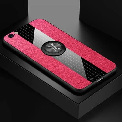 Funda Protectora TPU Xinli para iPhone 6 / 6S Textura Tela Costura Soporte Anillo (Rojo)