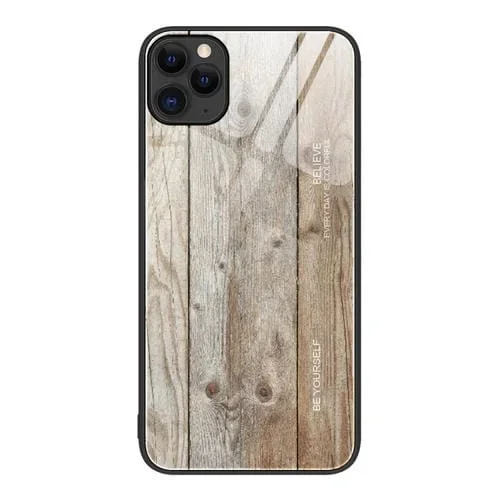 Funda Protectora Vidrio Grano de Madera para iPhone 11 Pro (Gris)