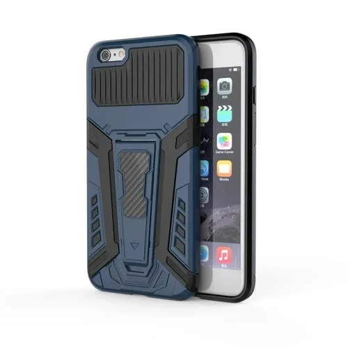 Funda protectora War Chariot Series Armor para iPhone 6 Plus a prueba de golpes + TPU con titular invisible (Azul)