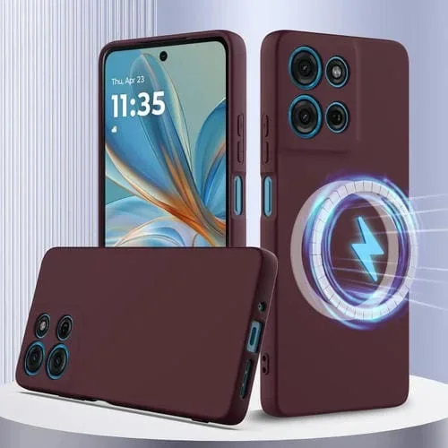 Funda Silicona a Prueba de Golpes Magsafe para Motorola Moto G75 5G (Ciruela)