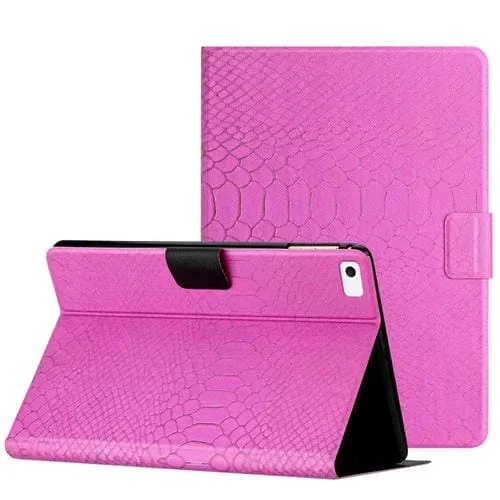 Funda Tableta Inteligente Cuero iPad Mini 5/4/3/2/1 Textura Cocodrilo (Rosa Roja)