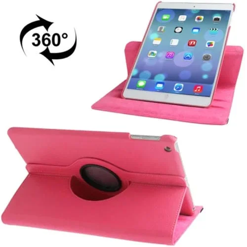 Funda Tableta Litchi Texture 360 Grados Rotación Soporte para iPad Air Air 2 9.7 2017 9.7 2018 (Magenta)