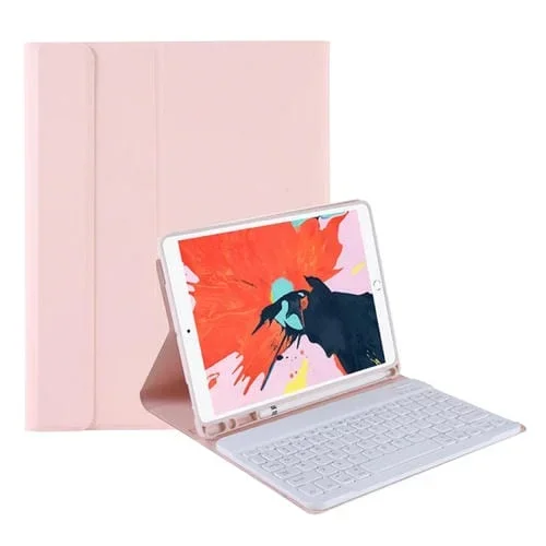 Funda Teclado Bluetooth T098B Candy Color para iPad Air 4 10.9 2020 y Air 5 10.9 2022 con Soporte para Bolígrafo (Rosa)