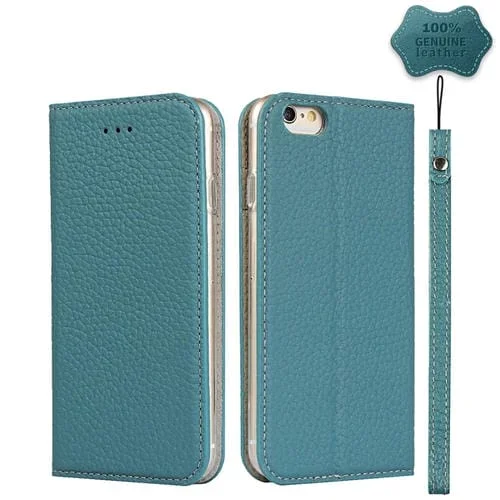 Funda telefónica Cuero Genuino Litchi para iPhone 6 Plus y 6S Plus (Sky Blue)