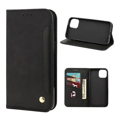 Funda Telefónica de Cuero Siente la Piel para iPhone 13 Pro (Negro)