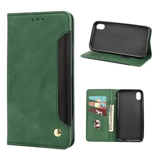 Funda Telefónica de Cuero Siente la Piel para iPhone Xs Max (Verde)