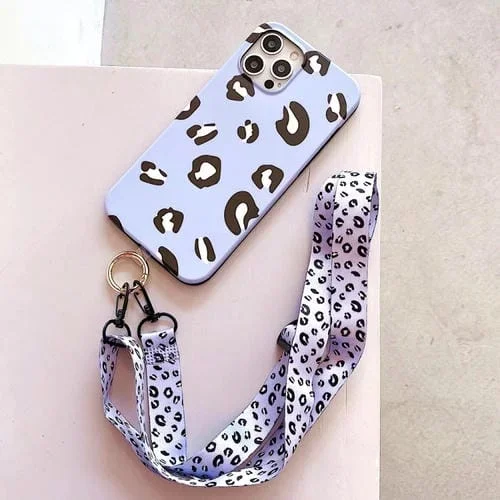 Funda Telefónica TPU Leopardo con Cordón para iPhone 11 Pro (Azul Morado)