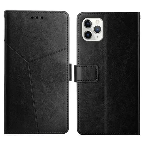 Funda Telefónica Y Costura iPhone 11 Pro Max Horizontal Flip Cuero Soporte Tragamonedas Marco Billetera Fotografía (Negro)