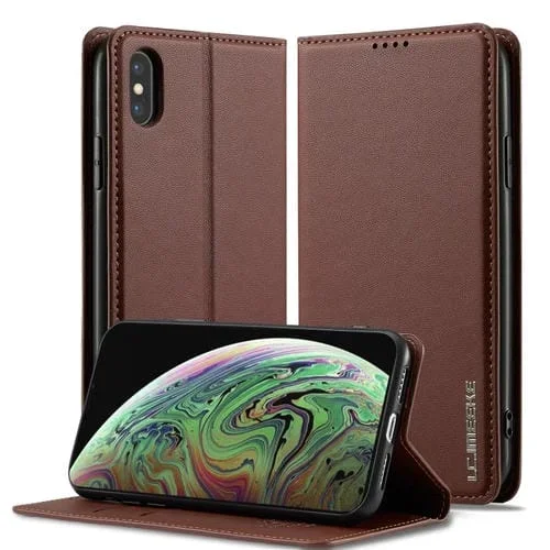 Funda teléfono PU Lc.Imeeke L1 Series para iPhone X/Xs (Marrón)