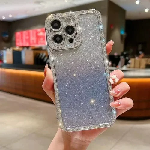 Funda TPU Baño de Purpurina Degradado de Diamante iPhone 16 Pro Max (Morado)