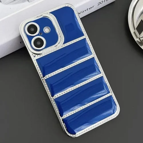 Funda TPU con Borde Plateado Galvanizado para iPhone 16 (Azul)
