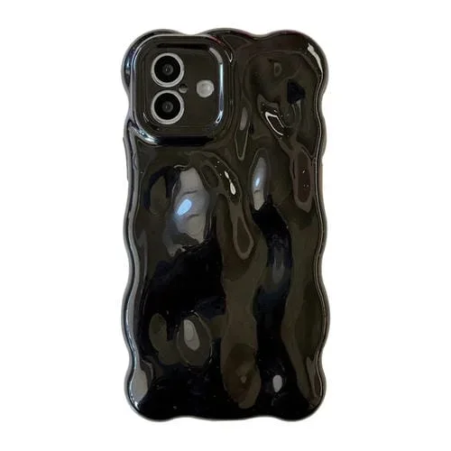 Funda TPU con Burbujas Onduladas para iPhone 16 Plus (Negro Perlado)
