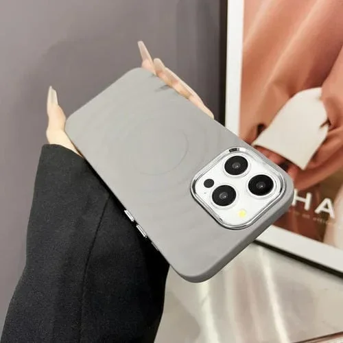 Funda TPU con Marco para Lente Plateada Magsafe Wave para iPhone 16 (Gris)