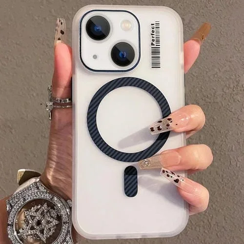 Funda TPU con Sensación de Piel de Cristal Magsafe para iPhone 14 (Azul Real)