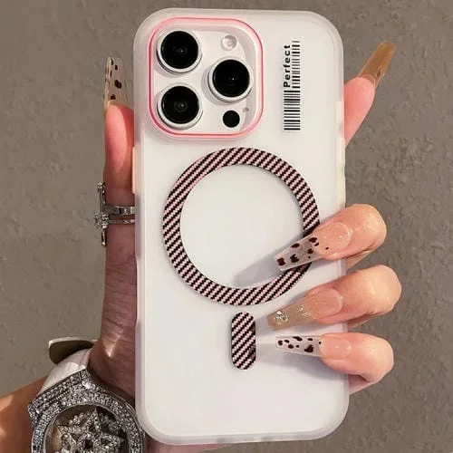 Funda TPU con Sensación de Piel de Cristal Magsafe para iPhone 16 Pro (Rosa)