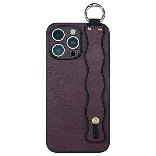 Funda TPU con Soporte para Pulsera Ondulada iPhone 12 Pro (Rojo Vino)