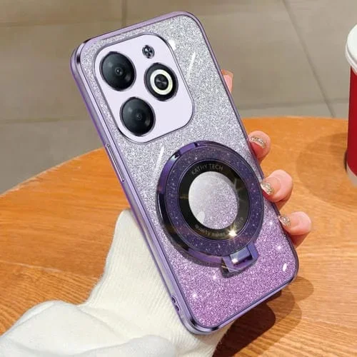 Funda TPU con Soporte Redondo y Purpurina Degradada para Infinix Smart 8 / Smart 8 HD (Morado)