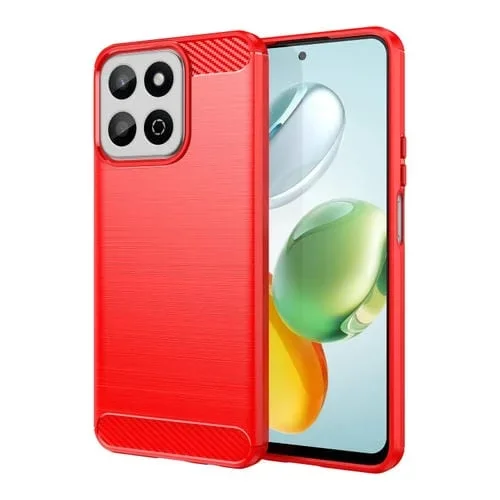 Funda TPU con Textura Cepillada de Fibra de Carbono para Honor Play 60 Plus (Roja)