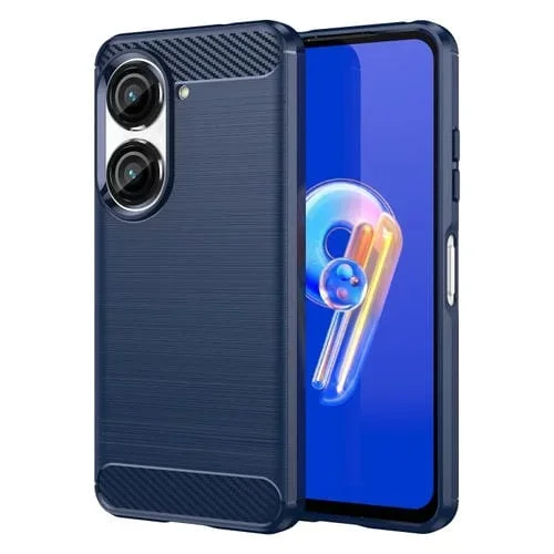 Funda TPU de Fibra de Carbono para Asus Zenfone 10 con Textura Cepillada (Azul)