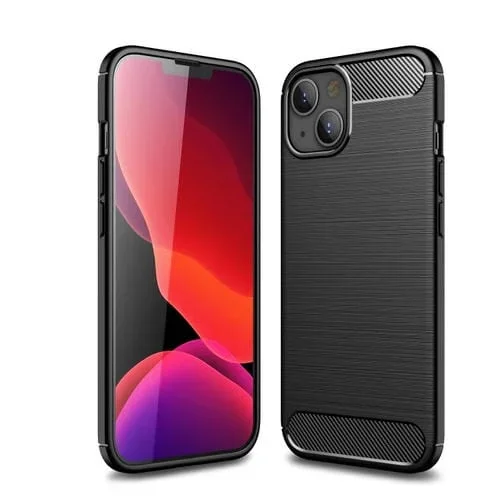 Funda TPU Fibra de Carbono para iPhone 13 Mini con Textura Cepillada (Negro)