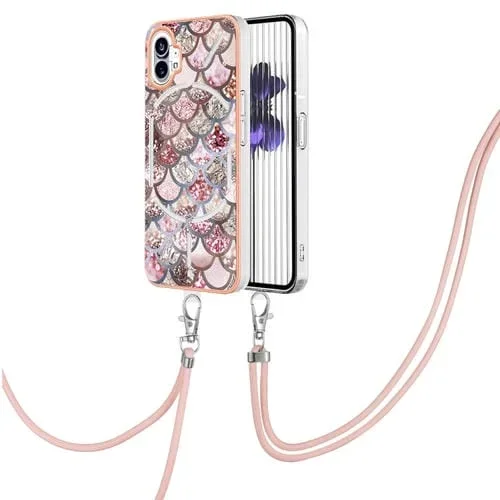 Funda TPU For Nothing Phone 1 Galvanoplastia IMD con Cordón (Escamas Rosadas)